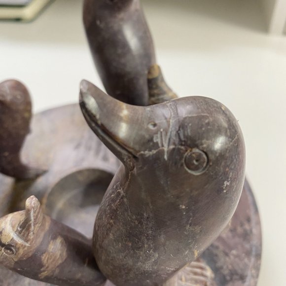 Vintage Marble Tea Light Holder/ Hand Carved Onyx Dolphins - Picture 11 of 11